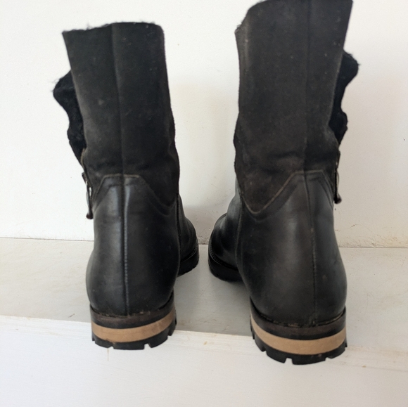 Fabianelli Italian Made Leather Side zip Shearling Lined Ankle Boots sz 38 7 1/2 - Picture 4 of 14